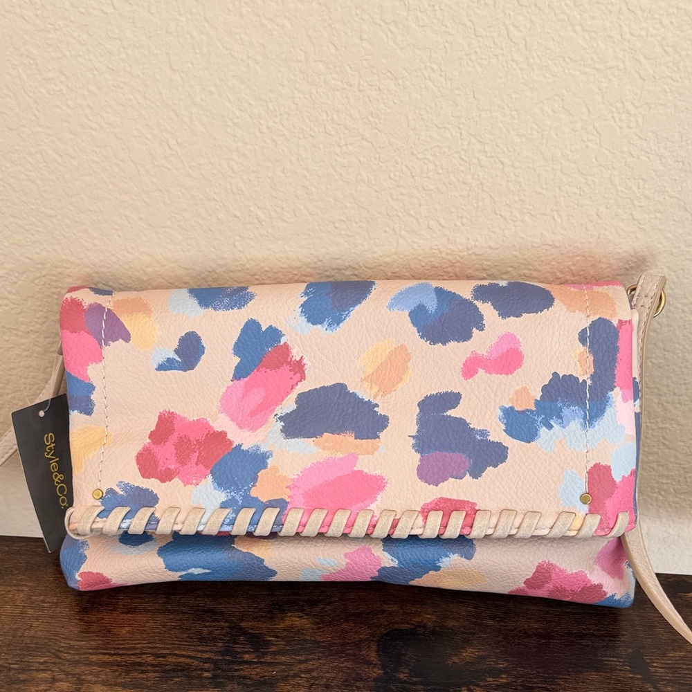 Style & Co Whipstitch East West Flap Crossbody Bag Dream Dye
